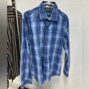 Robert Graham blue plaid long sleeve button up shirt, XL